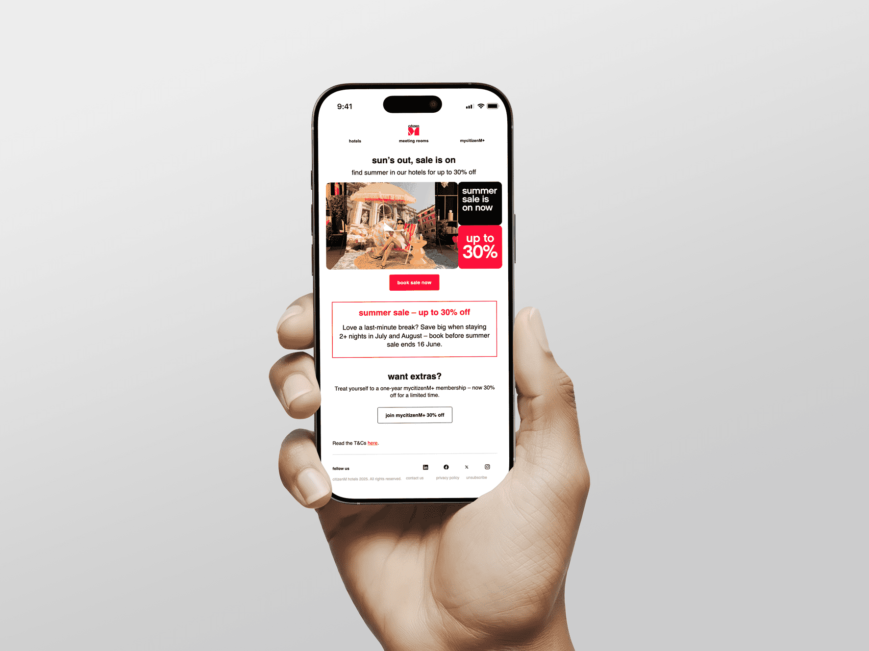 citizenM summer sale newsletter